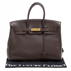 Hermes Cacao Togo Leather Gold Hardware Birkin 35 Bag