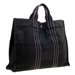 Hermes Black Canvas Fourre Tout Tote
