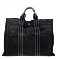 Hermes Black Canvas Fourre Tout Tote