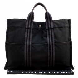 Hermes Black Canvas Fourre Tout Tote