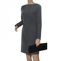 Pre Owned Hermes Black Swift Leather Limited Edition SO Black Kelly Cut Clutch