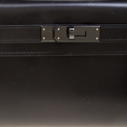 Pre Owned Hermes Black Swift Leather Limited Edition SO Black Kelly Cut Clutch