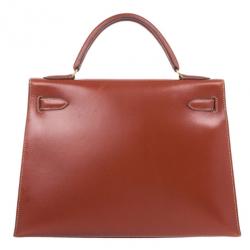 Hermes Fauve Tadelakt Red Leather Kelly 32