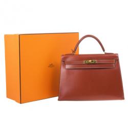 Hermes Fauve Tadelakt Red Leather Kelly 32