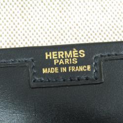 Pre Owned Hermes  Black Box Calf Leather Jige PM Clutch Bag