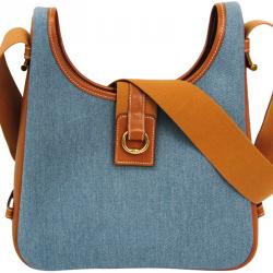 Pre Owned Hermes Two Tone Toile Jean and Leather Sako Shoulder Bag
