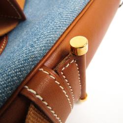 Pre Owned Hermes Two Tone Toile Jean and Leather Sako Shoulder Bag