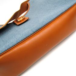 Pre Owned Hermes Two Tone Toile Jean and Leather Sako Shoulder Bag