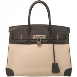 HERMÈS Birkin 35 handbag in Soleil Clemence leather and Canvas with  Palladium hardware [Consigned]-Ginza Xiaoma – Authentic Hermès Boutique