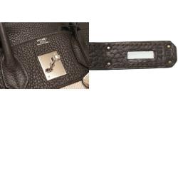 Hermes Two Tone Toile Canvas and Taurillon Clemence Leather Palladium Hardware Birkin 30 Bag