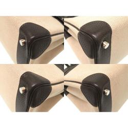 Hermes Two Tone Toile Canvas and Taurillon Clemence Leather Palladium Hardware Birkin 30 Bag