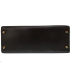 Pre Owned Hermes Dark Brown Box Calf Leather Gold Hardware Kelly Sellier 28 Bag