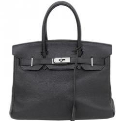 Hermes Noir Togo Leather Palladium Hardware Birkin 30 Bag