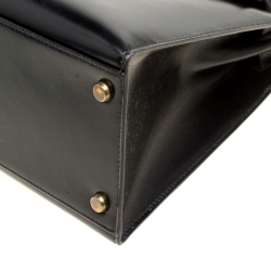 Hermes Black Box Calf Leather Gold Hardware Kelly Sellier 32 Bag