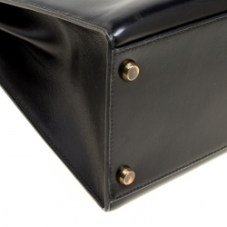 Hermes Black Box Calf Leather Gold Hardware Kelly Sellier 32 Bag