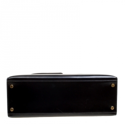 Hermes Black Box Calf Leather Gold Hardware Kelly Sellier 32 Bag