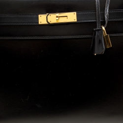 Hermes Black Box Calf Leather Gold Hardware Kelly Sellier 32 Bag