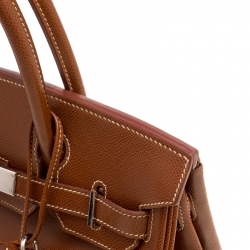 Pre Owned Hermes Havane Courchevel Leather Palladium Hardware Birkin 30 Bag