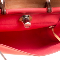 Pre Owned Hermes Bougainvillea/Brown Canvas and Leather Herbag Zip 31 Bag