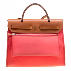 Pre Owned Hermes Bougainvillea/Brown Canvas and Leather Herbag Zip 31 Bag