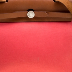 Pre Owned Hermes Bougainvillea/Brown Canvas and Leather Herbag Zip 31 Bag