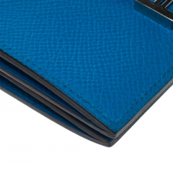 Pre Owned Hermes Teal Blue Epsom Leather Bearn Card Holder