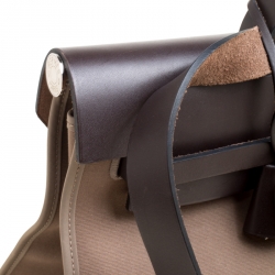 Hermes Taupe Canvas and Leather Herbag Zip 39 Bag