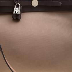 Hermes Taupe Canvas and Leather Herbag Zip 39 Bag