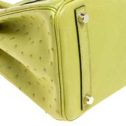 Hermes Olive Green Ostrich Palladium Hardware Birkin 30 Bag