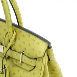 Hermes Olive Green Ostrich Palladium Hardware Birkin 30 Bag