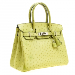 Hermes Olive Green Ostrich Palladium Hardware Birkin 30 Bag