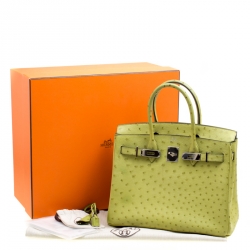 Hermes Olive Green Ostrich Palladium Hardware Birkin 30 Bag