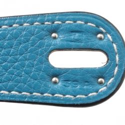 Pre Owned Hermes Blue Jean Togo Leather Palladium Hardware Lindy 34 Bag