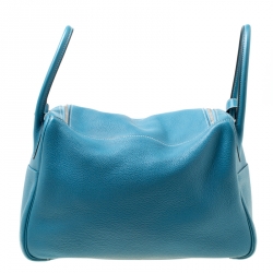 Pre Owned Hermes Blue Jean Togo Leather Palladium Hardware Lindy 34 Bag