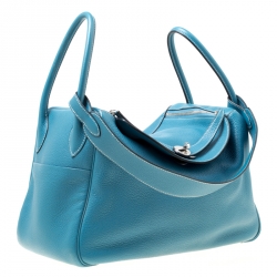 Pre Owned Hermes Blue Jean Togo Leather Palladium Hardware Lindy 34 Bag