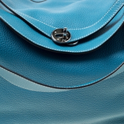 Pre Owned Hermes Blue Jean Togo Leather Palladium Hardware Lindy 34 Bag