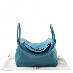 Pre Owned Hermes Blue Jean Togo Leather Palladium Hardware Lindy 34 Bag