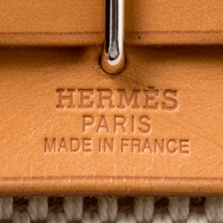 Pre Owned Hermes Natural/Beige and Black Canvas and Leather Mini Herbag 