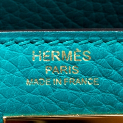 Pre Owned Hermes Blue Paon Clemence Leather Gold Hardware Kelly Retourne 28 Bag