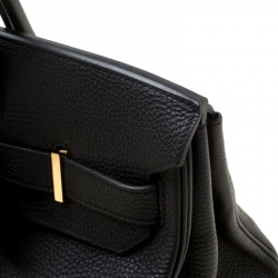 Hermes Black Clemence Leather Gold Hardware Shoulder Birkin 42 Bag
