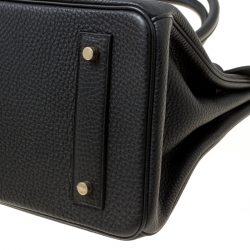Hermes Black Clemence Leather Gold Hardware Shoulder Birkin 42 Bag