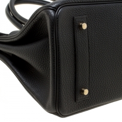 Hermes Black Clemence Leather Gold Hardware Shoulder Birkin 42 Bag