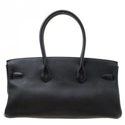 Hermes Black Clemence Leather Gold Hardware Shoulder Birkin 42 Bag