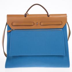 مملوكة مسبقًا Hermes Celeste Canvas and Leather Herbag Zip 39 Bag