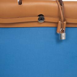 مملوكة مسبقًا Hermes Celeste Canvas and Leather Herbag Zip 39 Bag