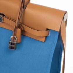 مملوكة مسبقًا Hermes Celeste Canvas and Leather Herbag Zip 39 Bag
