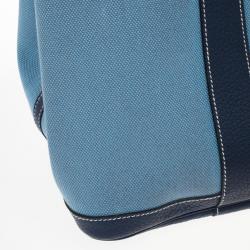 Pre Owned Hermes Blue Canvas and Leather Garden Party TPM Tote Bag