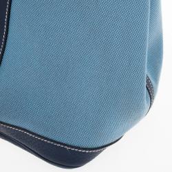 Pre Owned Hermes Blue Canvas and Leather Garden Party TPM Tote Bag