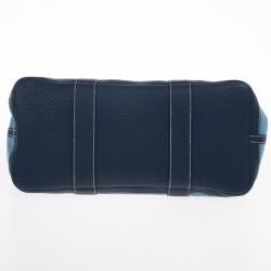 Pre Owned Hermes Blue Canvas and Leather Garden Party TPM Tote Bag