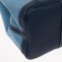 Pre Owned Hermes Blue Canvas and Leather Garden Party TPM Tote Bag
